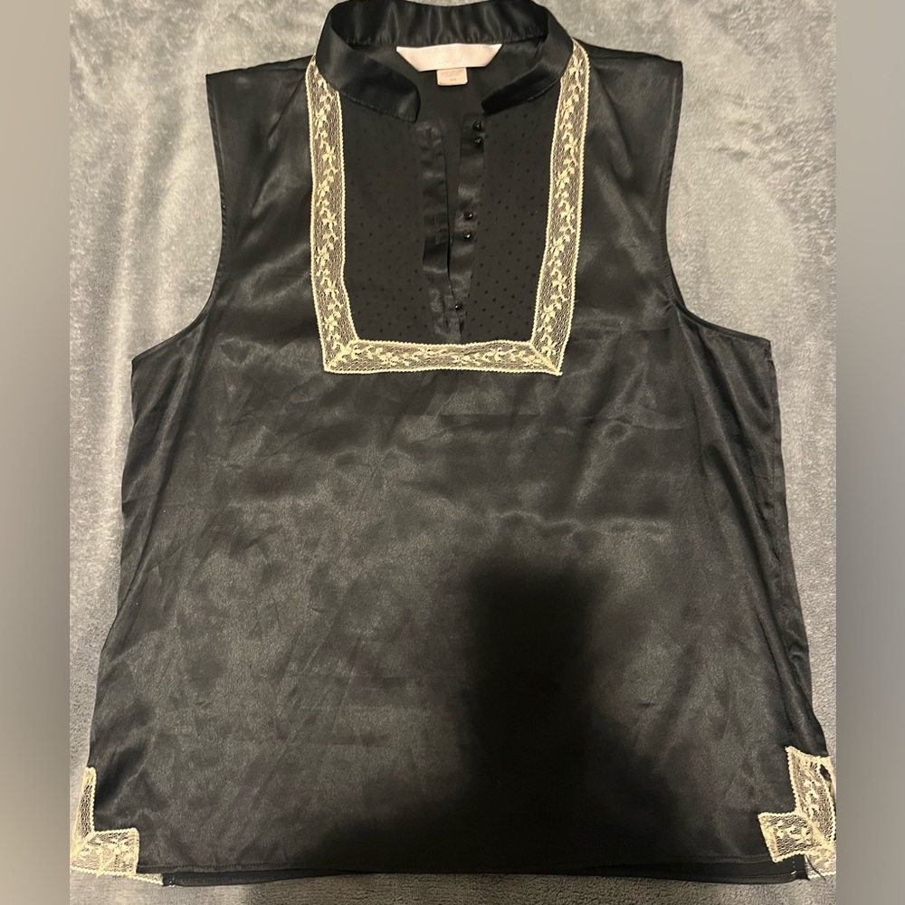 Victoria’s Secret angels, black tank satin. Extra small sleeveless. Xs